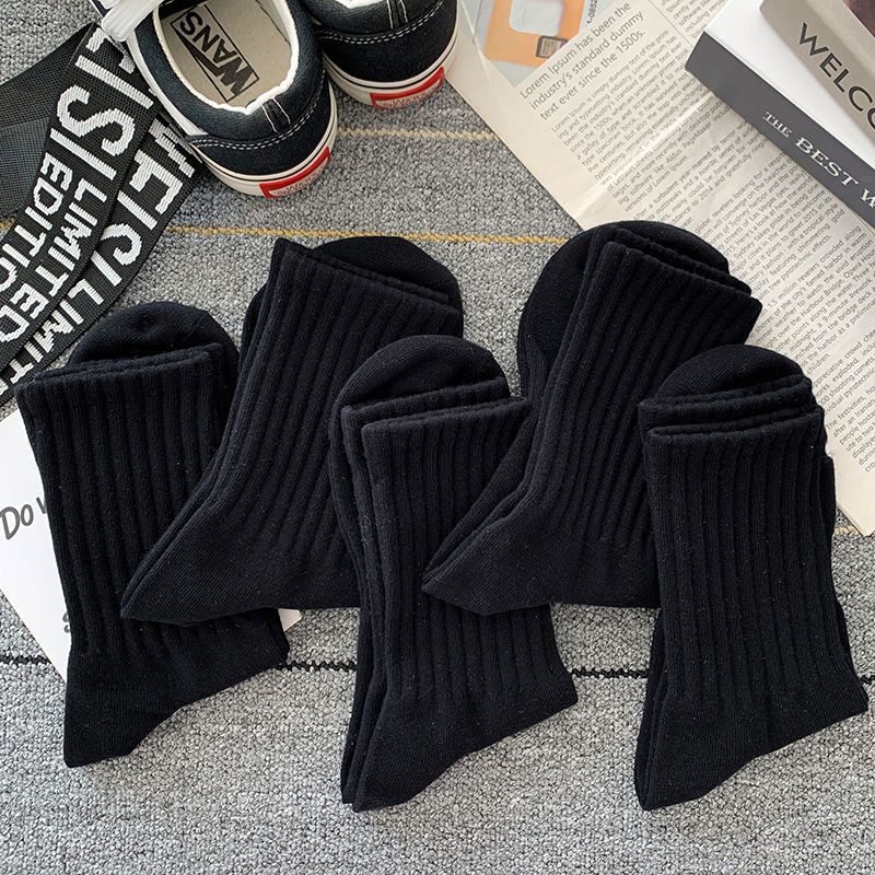 Socks Men's Autumn Spring and Autumn New Solid Color Casual All-match Sports Style Basketball Fashionable Socks Comfortable Men's Mid-tube Socks Rebel