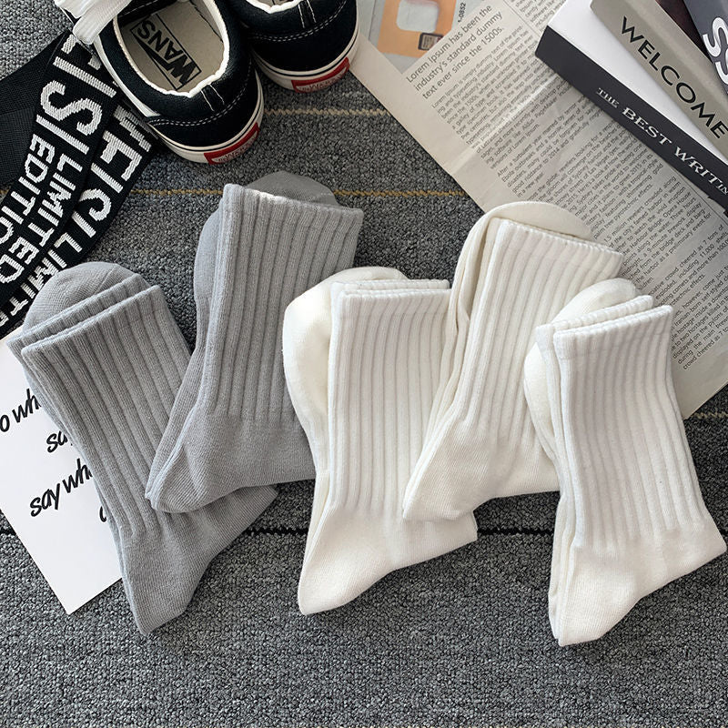 Socks Men's Autumn Spring and Autumn New Solid Color Casual All-match Sports Style Basketball Fashionable Socks Comfortable Men's Mid-tube Socks Rebel