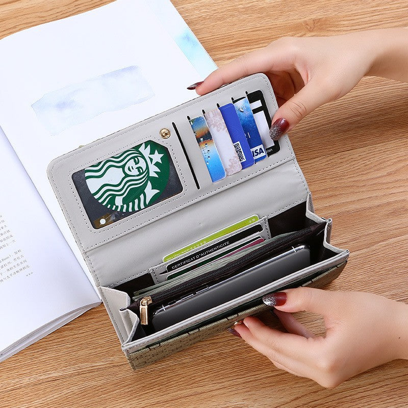 Long Wallet for Women 2024 New Fashion Simple Foldableing Multi-Functional Hand Wallet Card Holder Two-In-One Wallet Rebel