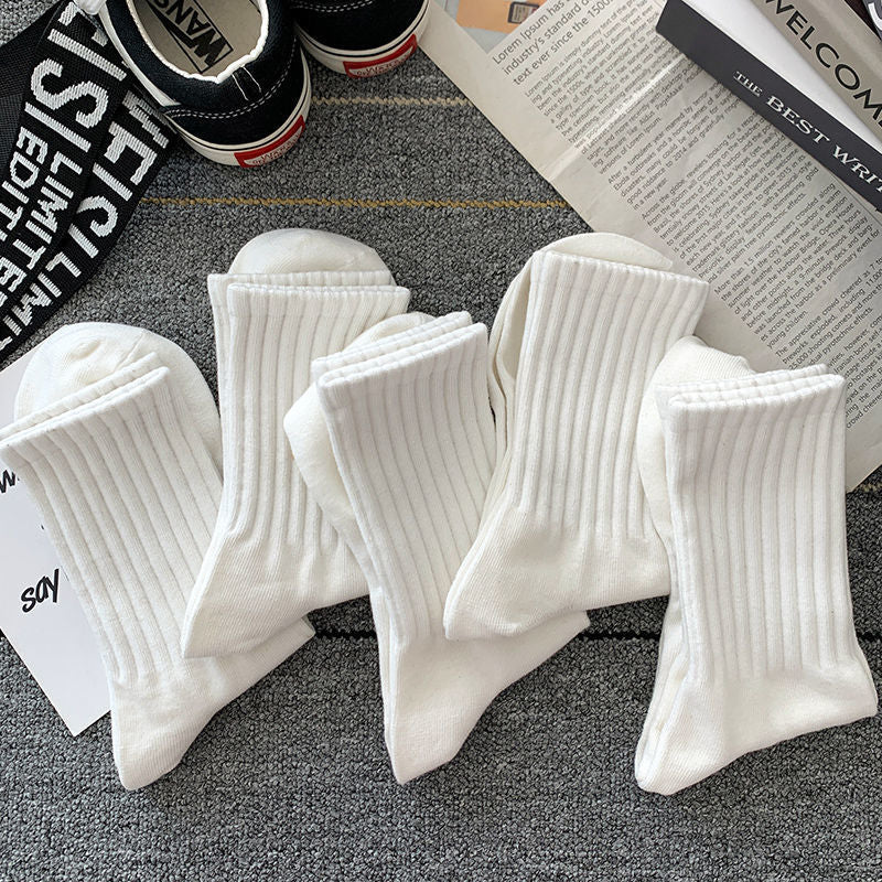 Socks Men's Autumn Spring and Autumn New Solid Color Casual All-match Sports Style Basketball Fashionable Socks Comfortable Men's Mid-tube Socks Rebel