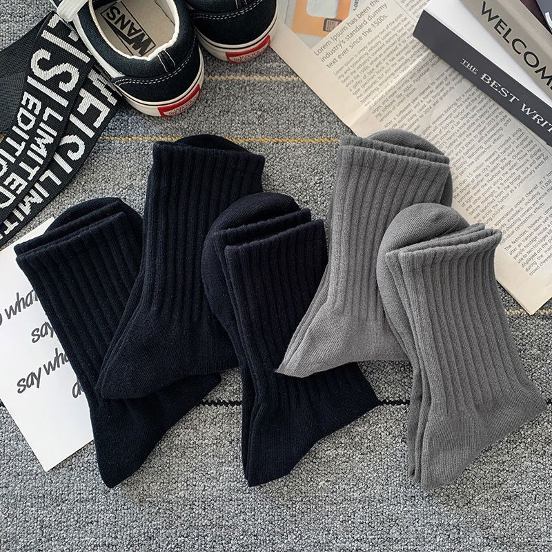 Socks Men's Autumn Spring and Autumn New Solid Color Casual All-match Sports Style Basketball Fashionable Socks Comfortable Men's Mid-tube Socks Rebel