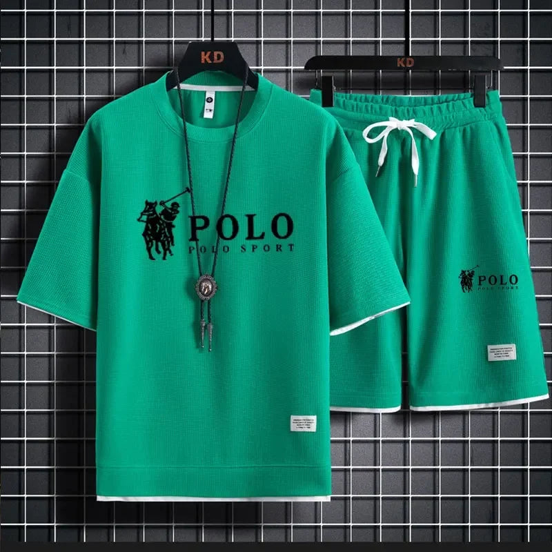 2025 Men's Short-sleeved T-shirt + Sports Shorts Two-piece Summer Fashion Breathable Fitness Casual Jogging Set. Rebel