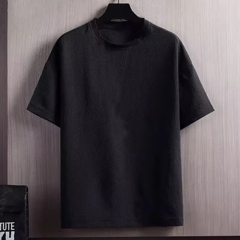 New Men's Casual T Shirt Ant Wrinkles T-Shirt Summer Half-Sleeved Loose Fashion T Shirt Base Shirt Solid Handsome Short-Sleeved Rebel