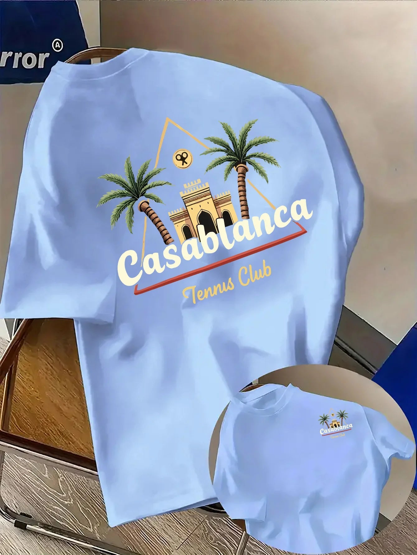 Palm Tree and Moroccan Building Print on Premium Soft 100% Cotton Men's T Shirt Perfect for Summer Tropical Casual Style Rebel