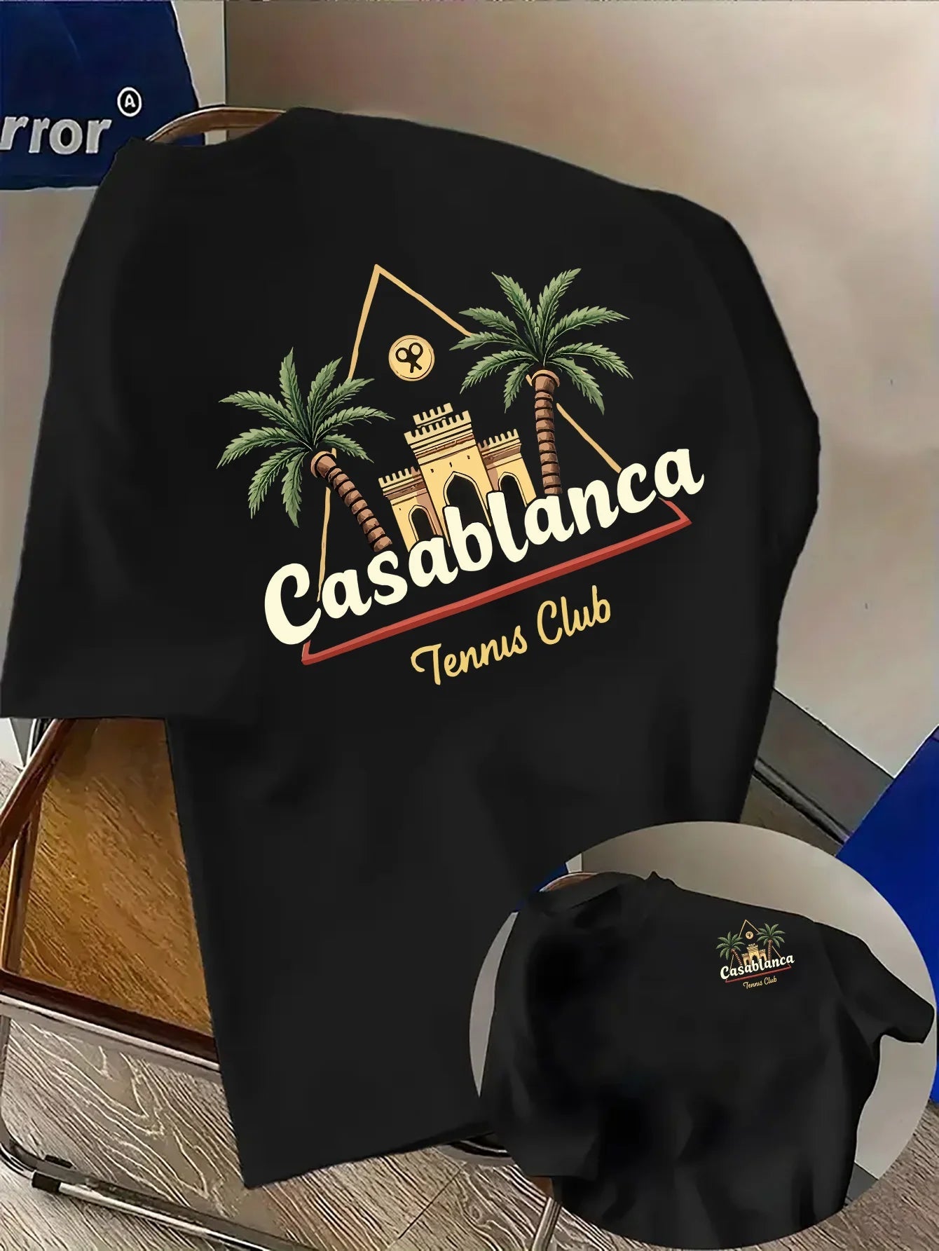 Palm Tree and Moroccan Building Print on Premium Soft 100% Cotton Men's T Shirt Perfect for Summer Tropical Casual Style Rebel