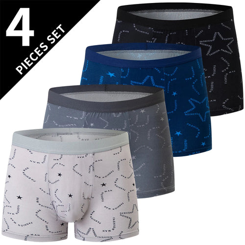 4/5Pcs European and American Size MEN'S Printed Fashion Boyshort Comfortable MEN'S Waist plus Size Underwear Sexy Swimming Trunk Rebel