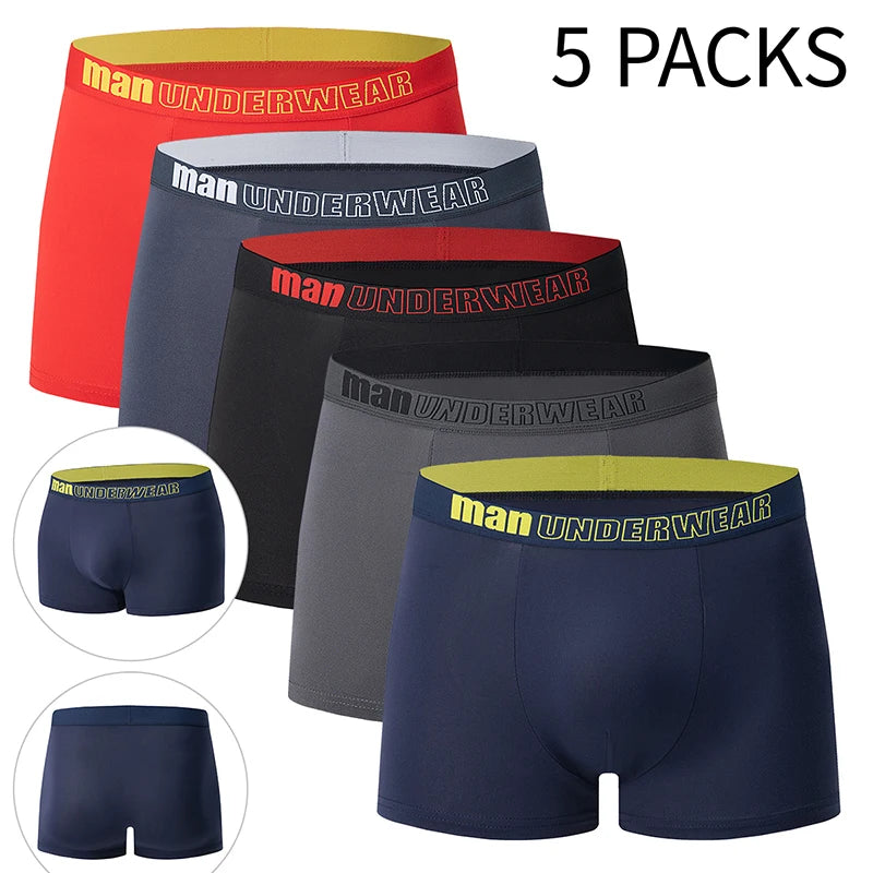 4/5Pcs European and American Size MEN'S Printed Fashion Boyshort Comfortable MEN'S Waist plus Size Underwear Sexy Swimming Trunk Rebel