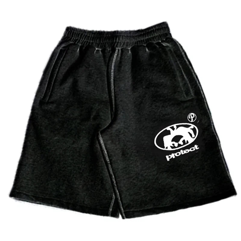 Men Casual Shorts Japanese Korean Sweatpants Breathable and Comfortable Y2k Suitable for Spring and Summer Vintage Street Fit Rebel