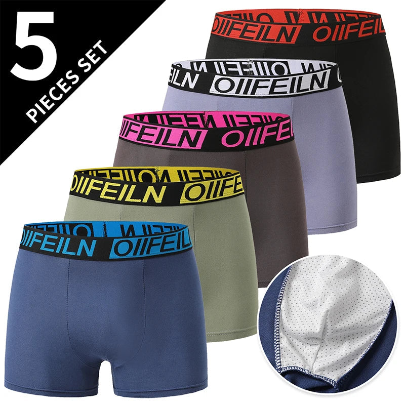 4/5Pcs European and American Size MEN'S Printed Fashion Boyshort Comfortable MEN'S Waist plus Size Underwear Sexy Swimming Trunk Rebel