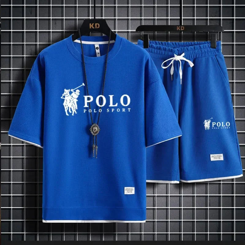 2025 Men's Short-sleeved T-shirt + Sports Shorts Two-piece Summer Fashion Breathable Fitness Casual Jogging Set. Rebel