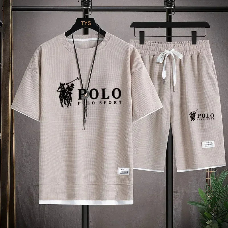 2025 Men's Short-sleeved T-shirt + Sports Shorts Two-piece Summer Fashion Breathable Fitness Casual Jogging Set. Rebel