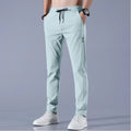 Men Fast Dry Stretch Pants Ice Silk Trousers Solid Color Mid-Waist Loose Breathable Straight-Leg Casual Pants Thin Sports Pants Rebel