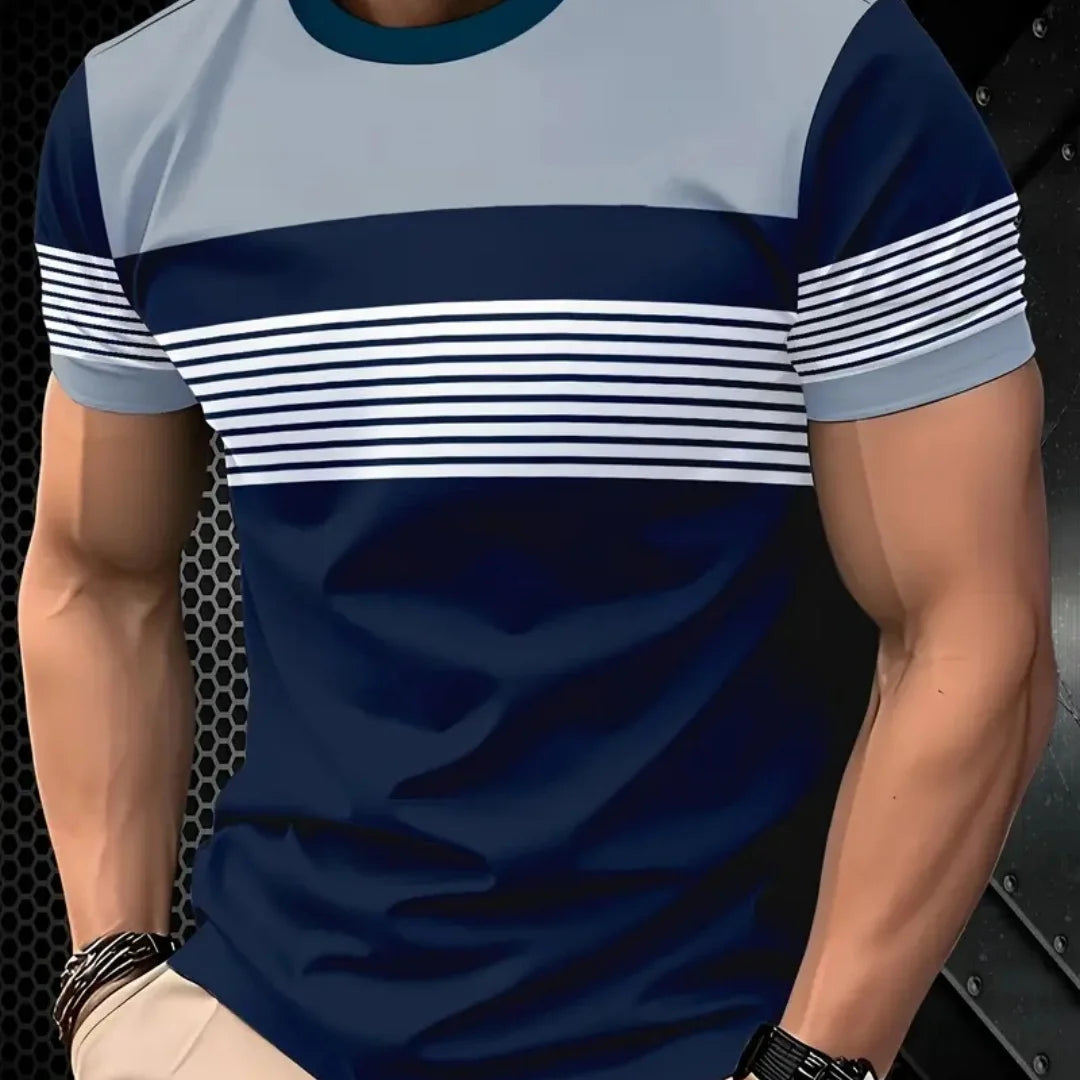 Oversized t-shirt Men's T Shirt Summer Fashion Casual Round Neck Short Sleeve Top Striped Printed Men's Clothing T-shirt
﻿ Rebel