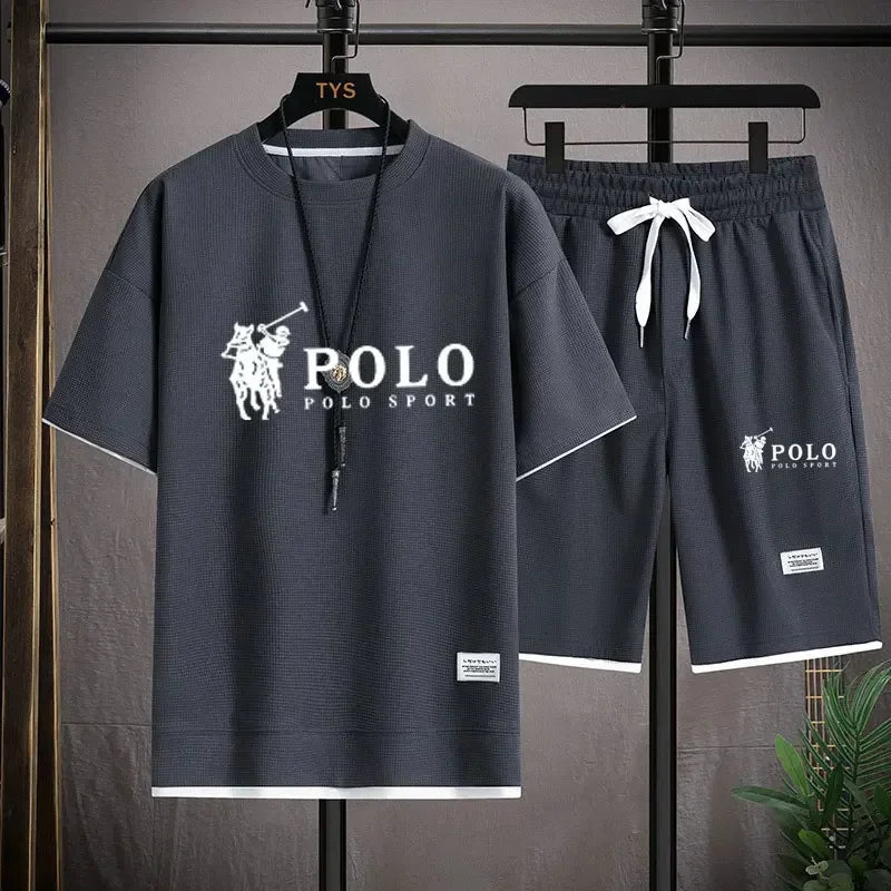 2025 Men's Short-sleeved T-shirt + Sports Shorts Two-piece Summer Fashion Breathable Fitness Casual Jogging Set. Rebel