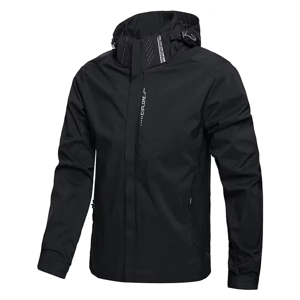 Men's Waterproof Rain Jacket Lightweight Outer Hooded Outdoor Raincoat Hiking Windproof Jacket Climbing Outdoor Jackets Rebel