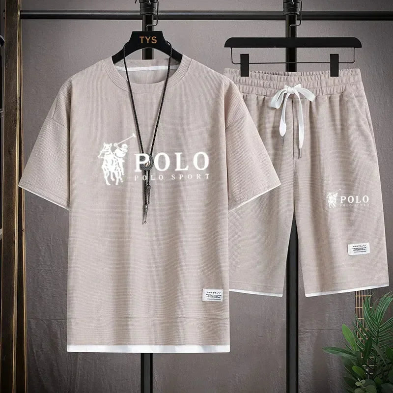 2025 Men's Short-sleeved T-shirt + Sports Shorts Two-piece Summer Fashion Breathable Fitness Casual Jogging Set. Rebel