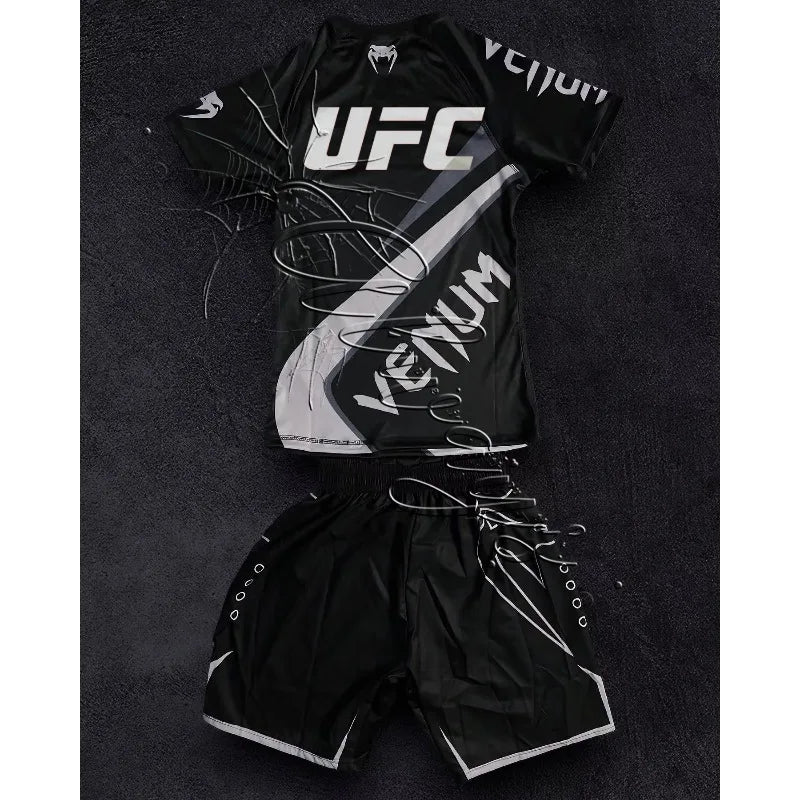 2026 Summer Bestseller New Boxing Suit Men's UFC Enthusiasts Fighting Night Quick Drying Training Shorts Set Fitness Set Rebel