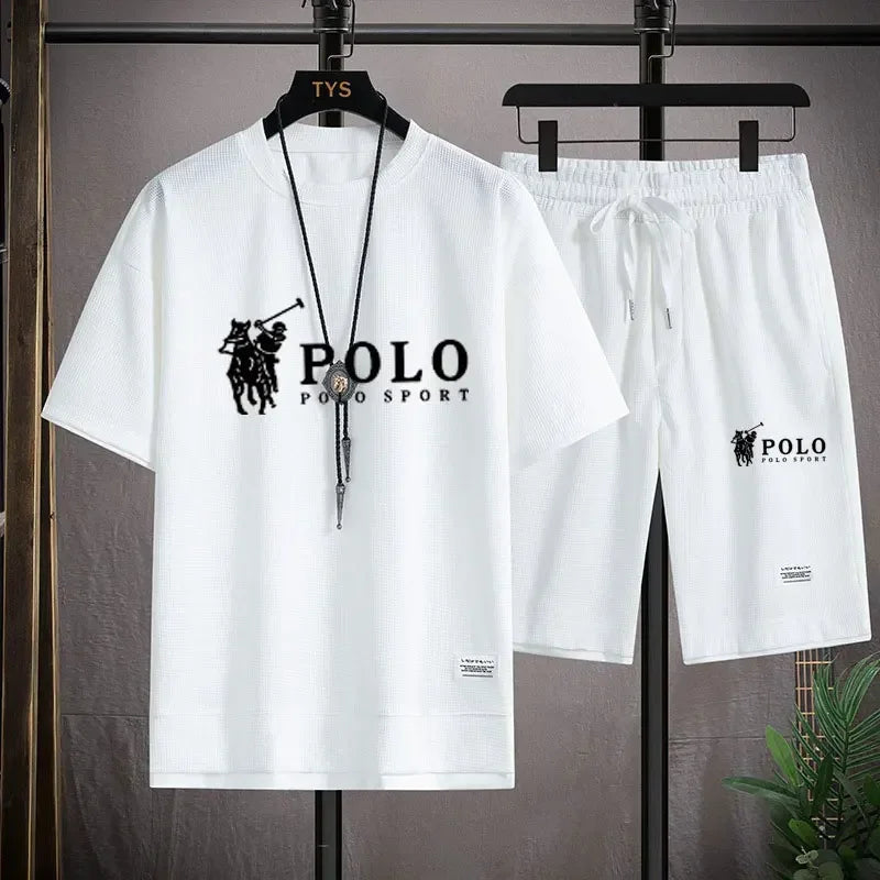 2025 Men's Short-sleeved T-shirt + Sports Shorts Two-piece Summer Fashion Breathable Fitness Casual Jogging Set. Rebel