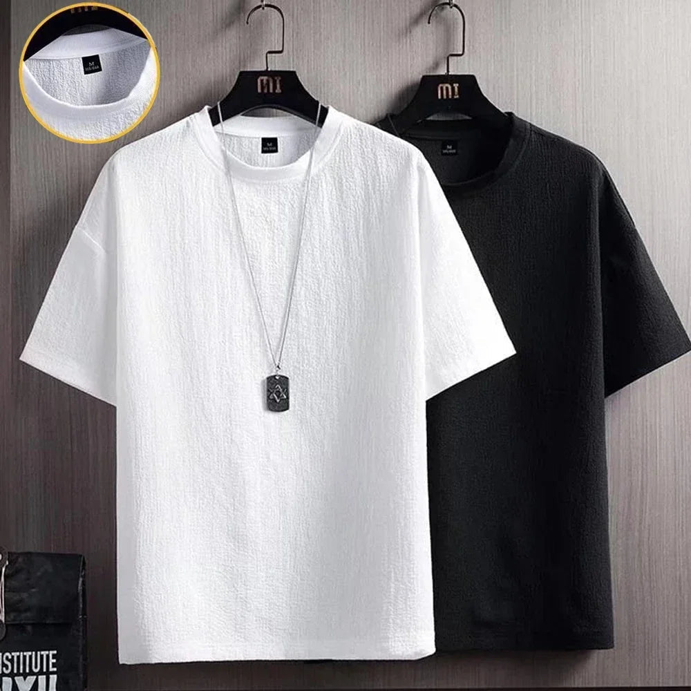New Men's Casual T Shirt Ant Wrinkles T-Shirt Summer Half-Sleeved Loose Fashion T Shirt Base Shirt Solid Handsome Short-Sleeved Rebel