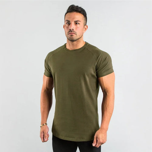 Cotton Plain Tops Tees Fitness Mens T Shirt Short Sleeve Muscle Joggers Bodybuilding Tshirt Male Gym Clothes Slim Fit Shirt Rebel