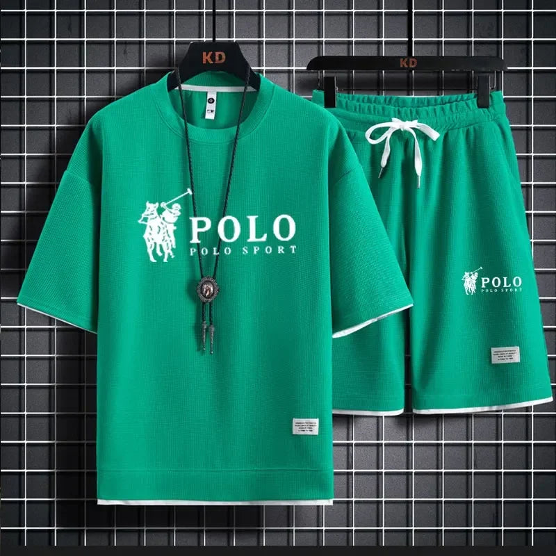 2025 Men's Short-sleeved T-shirt + Sports Shorts Two-piece Summer Fashion Breathable Fitness Casual Jogging Set. Rebel