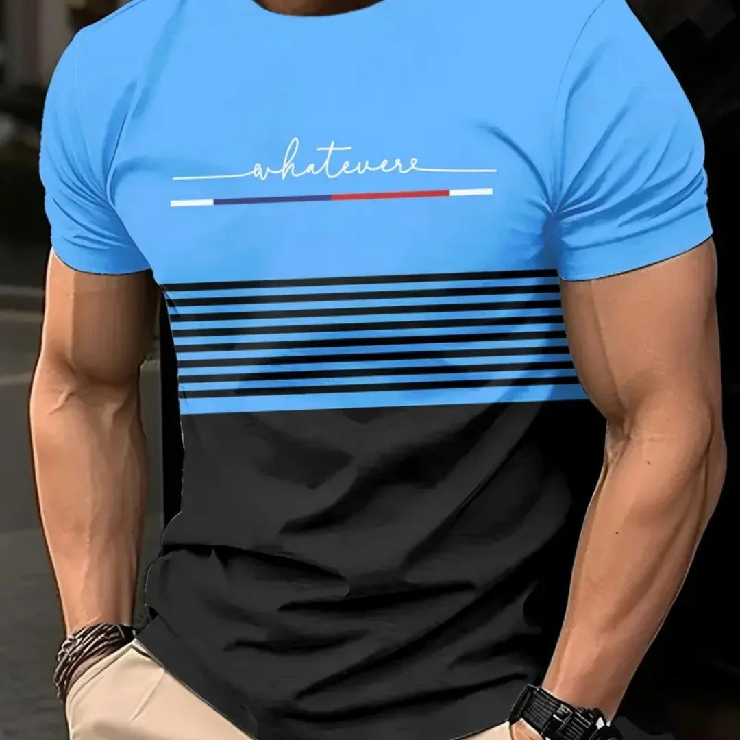 Oversized t-shirt Men's T Shirt Summer Fashion Casual Round Neck Short Sleeve Top Striped Printed Men's Clothing T-shirt
﻿ Rebel