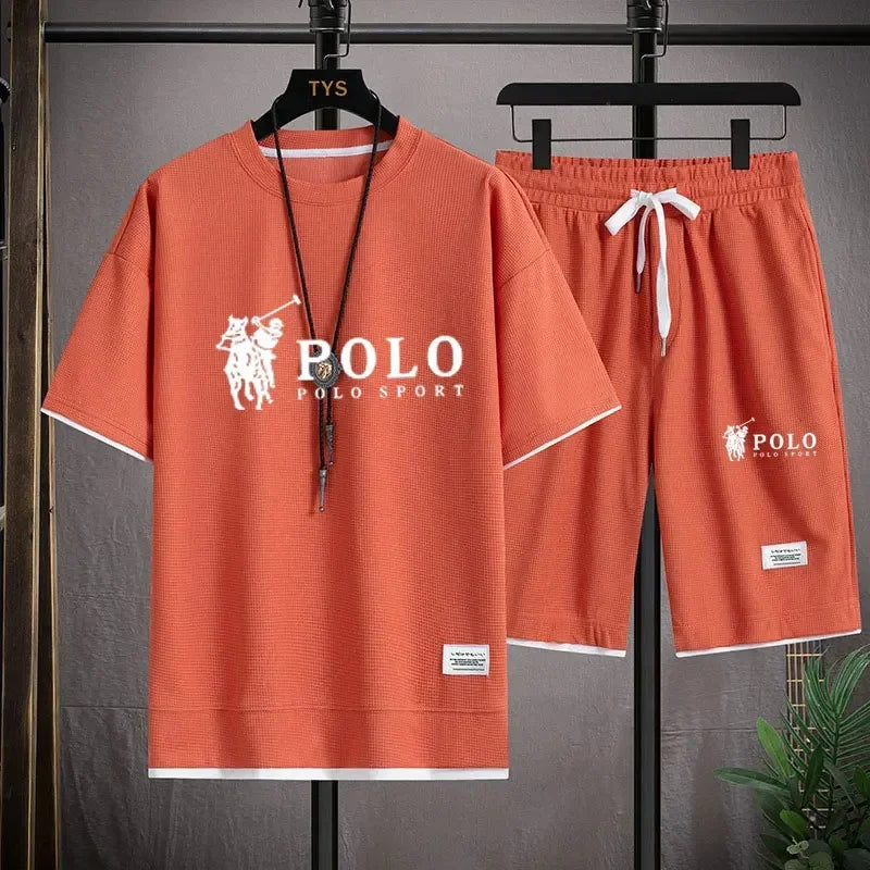 2025 Men's Short-sleeved T-shirt + Sports Shorts Two-piece Summer Fashion Breathable Fitness Casual Jogging Set. Rebel