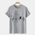T-shirts for Men Fly Fishing Heartbeat Pulse Print Shirt Funny Short Sleeve T Shirts Summer Tops Tee Mens T Shirt Male Clothes Rebel