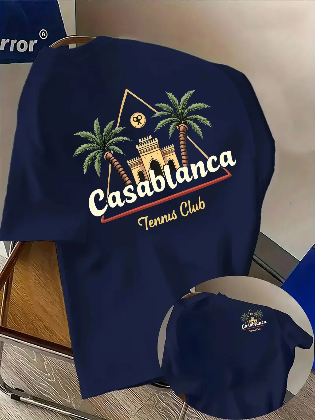 Palm Tree and Moroccan Building Print on Premium Soft 100% Cotton Men's T Shirt Perfect for Summer Tropical Casual Style Rebel