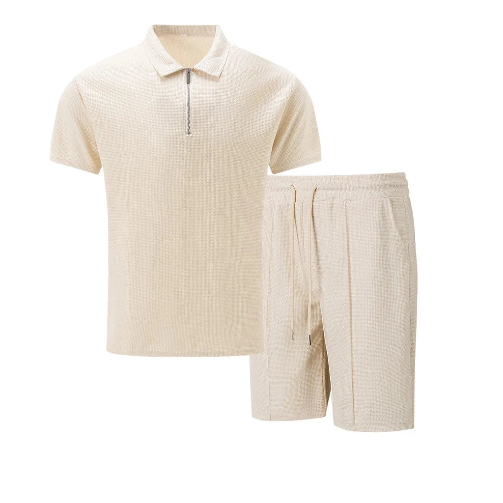 Summer Men Sports Polo Suit Short Sleeve Stylish Zipper Polo Shirt And Shorts Set Men Casual Streetwear 2-pie Leisure Sports Set Rebel