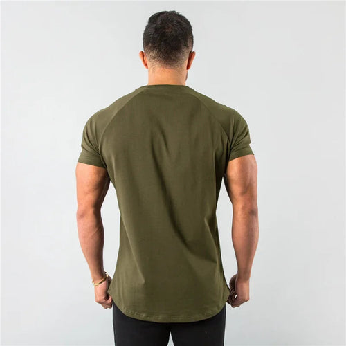 Cotton Plain Tops Tees Fitness Mens T Shirt Short Sleeve Muscle Joggers Bodybuilding Tshirt Male Gym Clothes Slim Fit Shirt Rebel