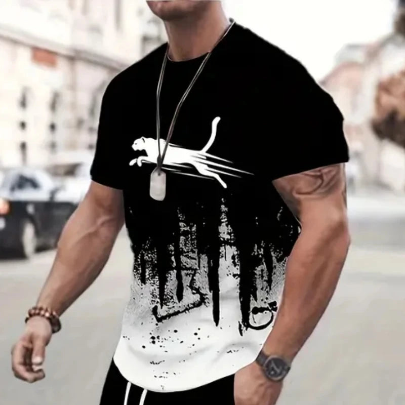Animal T-Shirts For Men 3d Print T-Shirt Mens Sports T-Shirt Street Fashion Short Sleeve Tee Shirts Loose Oversized Men Clothing Rebel