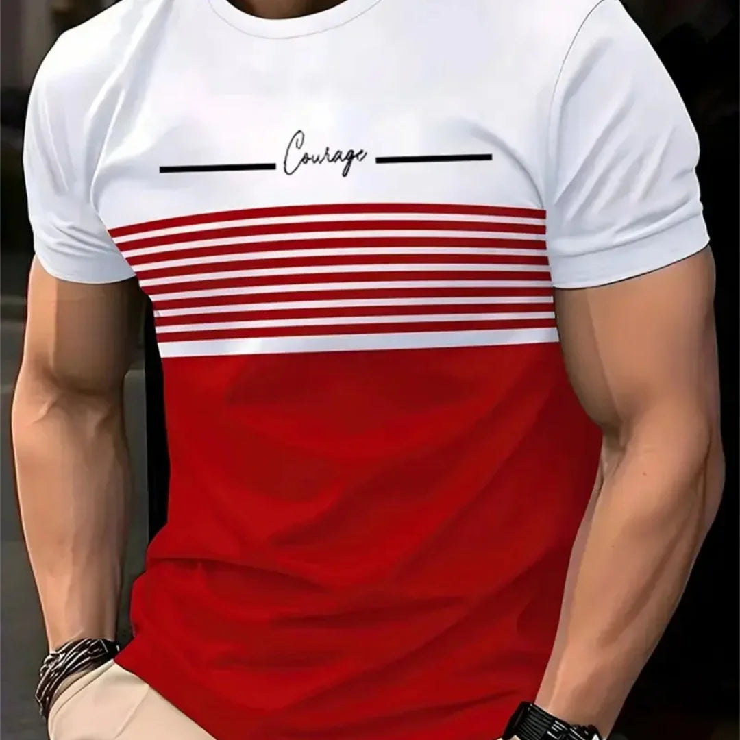Oversized t-shirt Men's T Shirt Summer Fashion Casual Round Neck Short Sleeve Top Striped Printed Men's Clothing T-shirt
﻿ Rebel