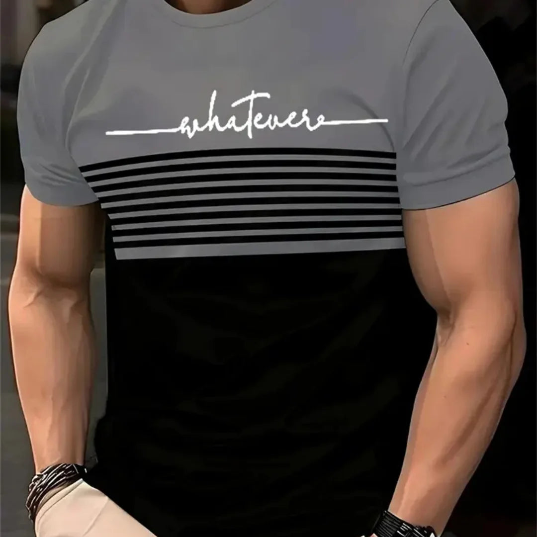 Oversized t-shirt Men's T Shirt Summer Fashion Casual Round Neck Short Sleeve Top Striped Printed Men's Clothing T-shirt
﻿ Rebel