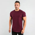 Cotton Plain Tops Tees Fitness Mens T Shirt Short Sleeve Muscle Joggers Bodybuilding Tshirt Male Gym Clothes Slim Fit Shirt Rebel