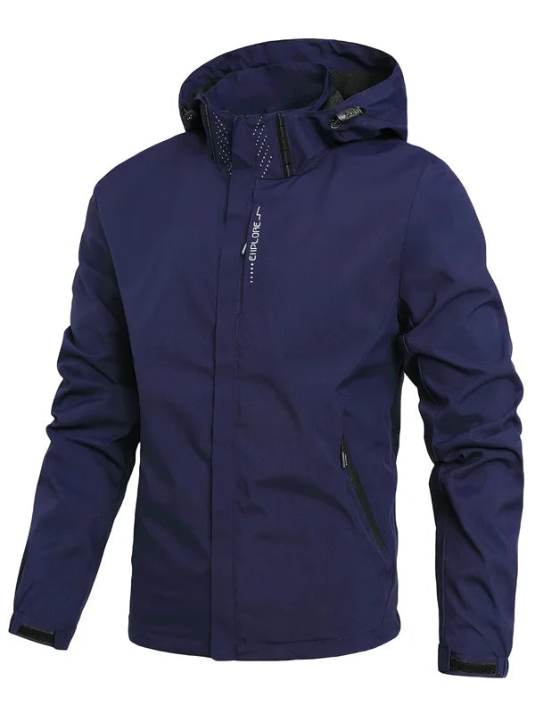 Men's Waterproof Rain Jacket Lightweight Outer Hooded Outdoor Raincoat Hiking Windproof Jacket Climbing Outdoor Jackets Rebel