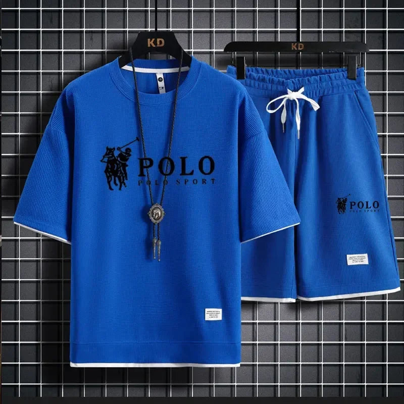 2025 Men's Short-sleeved T-shirt + Sports Shorts Two-piece Summer Fashion Breathable Fitness Casual Jogging Set. Rebel