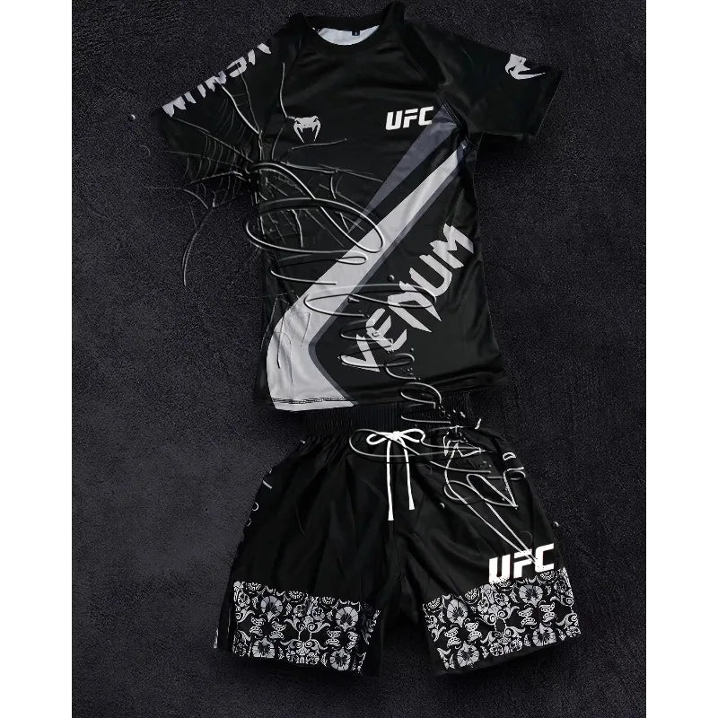 2026 Summer Bestseller New Boxing Suit Men's UFC Enthusiasts Fighting Night Quick Drying Training Shorts Set Fitness Set Rebel